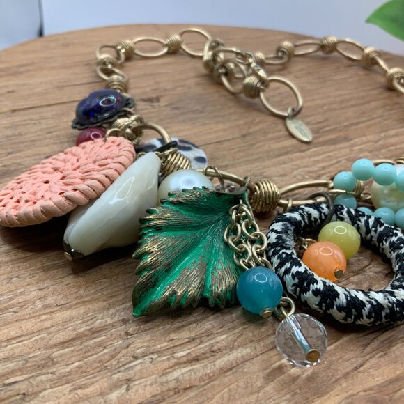 Plunder Design Multi Charms Vintage Style Treasures Gold Tone Necklace - Picture 6 of 8